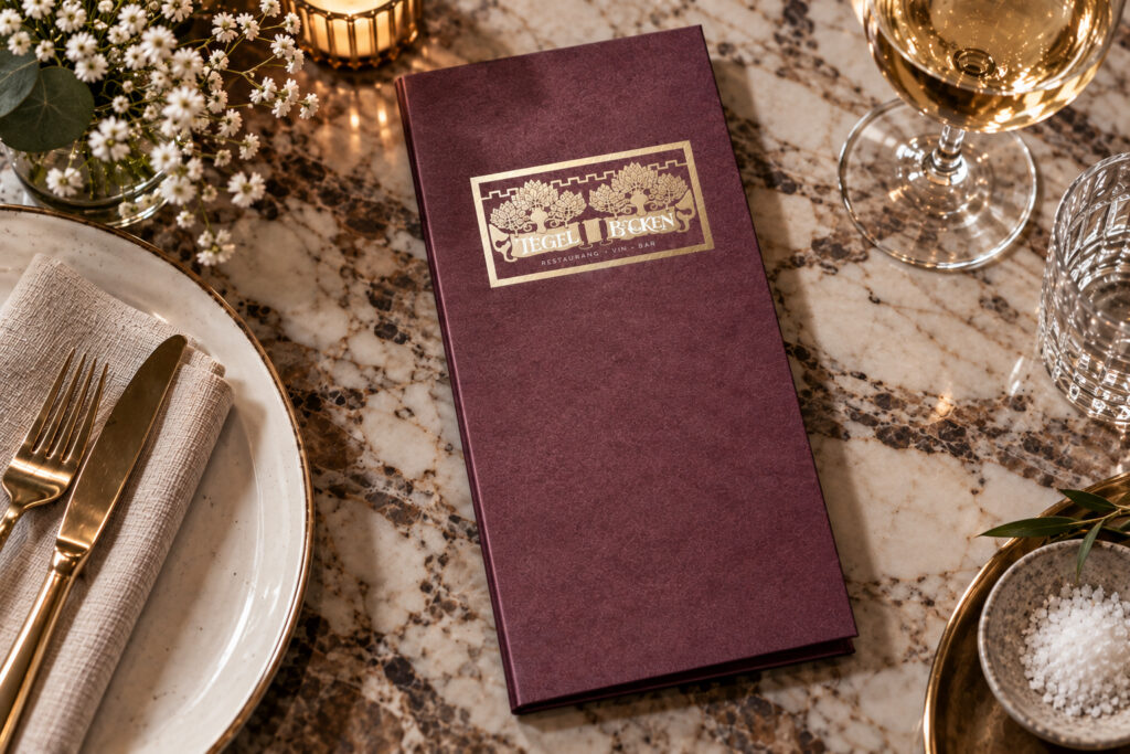 Fotografi av meny på restaurangbord för Restaurang Tegelbacken